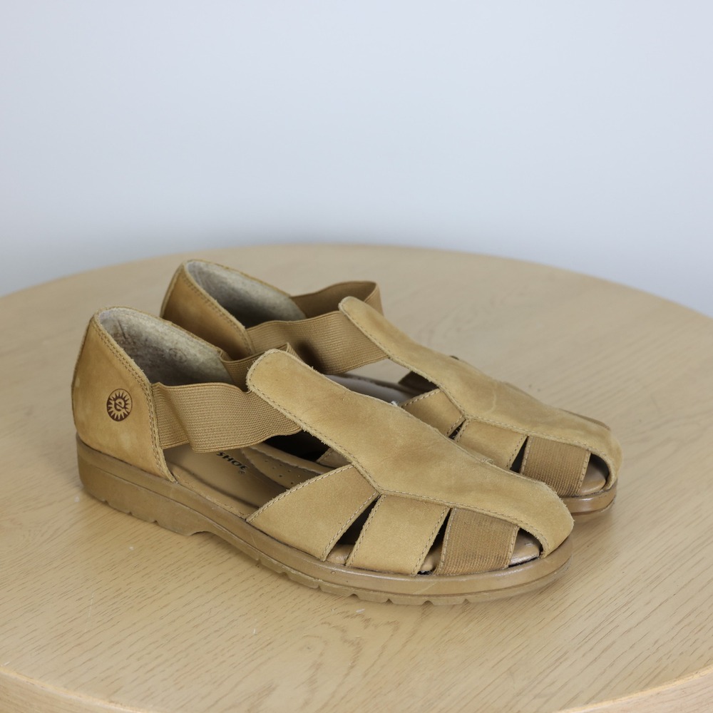 Earth Tan Leather Lug Sole Fisherman Sandals Women's 7.5 Comfort Support Summer